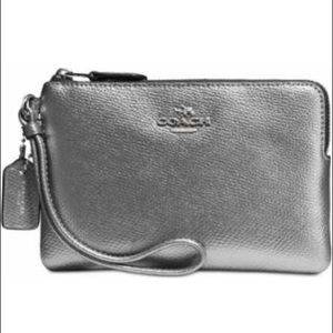 Coach Silver Metallic Wristlet